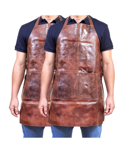 2x Pierre Cardin Professional Leather Apron - Cognac (Butcher/Woodwork/Hairdressing/Barber/Chef)