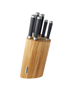 Scanpan 7-Piece Maitre D' Wooden Knife Block Set in Oak
