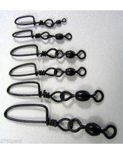 60 x Surecatch Assorted Black Crane Swivels with Coastlock Snaps in Tackle Box