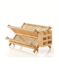 High Quality Natural Bamboo Dish Rack - Foldable and Compact