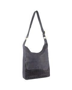 Pierre Cardin Womens Large Leather Multi-Zip Perforated Crossbody Bag - Teal