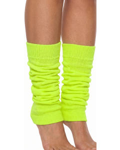 1 Pair Fluro Yellow Leg Warmers - Womens Dance Costume/80s Party