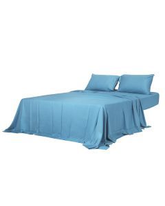 Dreamz Bamboo Sheet Set Fitted Pillowcase King Size Blue 4Pcs Set