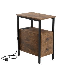 Levede Side Table Narrow Coffee End Table Bedside Table Charging Station Drawers