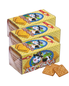 3x 180g Korivka Baked Milk Biscuits w/ Butter Flavour Sugar Cookies - Product of Ukraine