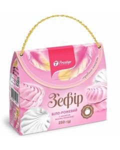 250g Prestige Zephyr Soft Marshmallow Meringue - Strawberry & Cream White/Pink (1 Box of 5 Zefir) - Product of Ukraine