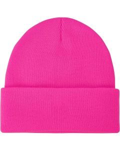 Fluro Pink Plain Beanie - Unisex Warm Winter Knit Hat (One Size)
