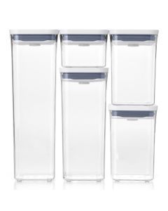 OXO Good Grips POP 2.0 5pc Container Set – Airtight Stackable BPA-Free Pantry Food Storage w/ Push Button Lid