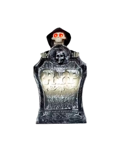 Glowing Halloween Tombstone with Red Light Skull