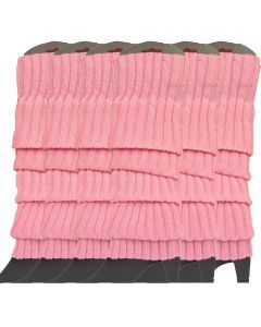 6x Light Pink Ribbed Leg Warmers Bulk Pack - Womens Dance Costume/80s Party