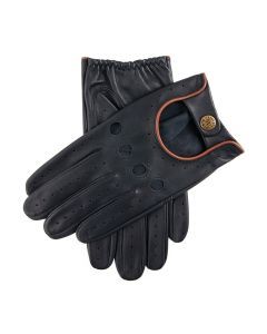 Dents Delta Mens Classic Luxury Leather Driving Gloves - Navy/Tan