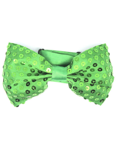 Green Glitter Sequin Small Bow Tie - Shiny Fancy Dress Costume Party