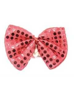 Red Sequin Polka Dots Bow Tie - Fancy Dress Clown Costume Party
