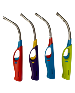 4x Clear Flexible Gas Lighter w/ Safety Lock - BBQ/Kitchen/Cigarette (Assorted Colours)