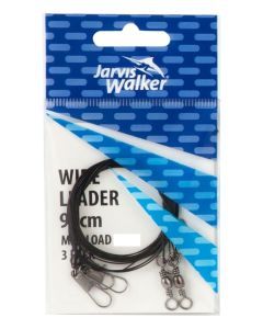 3 Pack of Jarvis Walker 90cm/13kg Black Wire Leader Trace Rigs