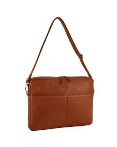 Pierre Cardin 13" Italian Leather 15" Laptop Computer Business Bag in Cognac