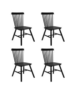 Levede 4xDining Chairs Kitchen Windsor Chair Natural Wood Cafe Lounge Seat Black