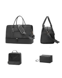 Luggage Travel Bag with Clothes and Toiletry Bag (Black)