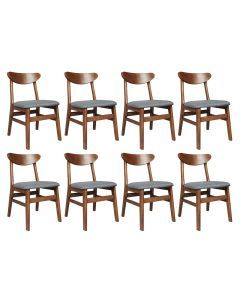 Levede 8x Dining Chairs Kitchen Chair Natural Wood Linen Fabric Cafe Lounge Seat