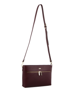 Morrissey Italian Structured Leather Crossbody Handbag - Wine (MO3028)
