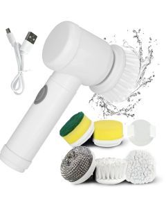 5-IN-1 Electric Handheld Rechargeable Cleaning Brush - Kitchen/Bathroom Scrubber