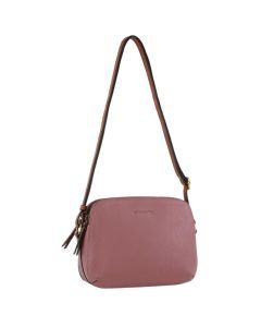 Pierre Cardin Leather Cross Body Bag - Dual Zip Shoulder Clutch - Rose