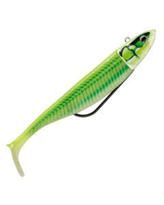2 Pack of Rigged 14cm Storm Biscay Shad Soft Body Fishing Lures - Glow Sand Eel