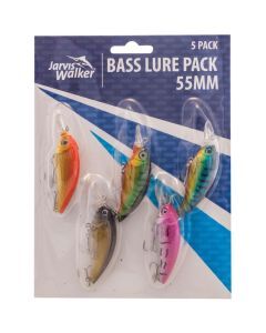 Jarvis Walker 55mm Bass Lure Pack - 5 Pack of Hard Body Fishing Lures