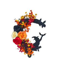 Gothic Halloween Wreath Witch Cat Moon Decor