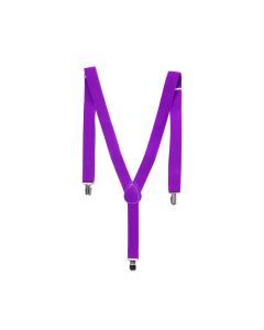 Mens Purple Slim Suspenders - Strong Adjustable Clip On Braces for Weddings/Formals