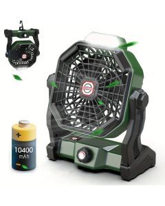 Rechargeable Camping Fan with LED & Hook