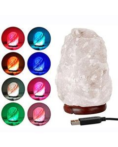 Harmony Glow Himalayan Crystal Salt Lamp - USB Powered, Color Changing LED Night Light White Stone