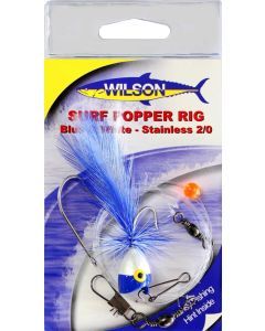 Wilson Blue and White Surf Popper Rig with Size 2/0 Stainless Steel Hook