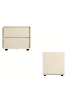 Bedside Table w/ Fabric Drawers - White