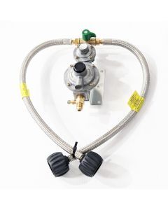 Dual/Double Caravan Gas Regulator Kit / Assembly 450mm Hoses, AGA Approved