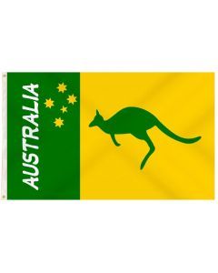 Australia Green & Gold/Yellow Flags w/ Kangaroo - 90x150cm
