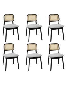 Levede 6x Rattan Dining Chair Cane Weave Kitchen Wooden Wicker Chair Upholstered