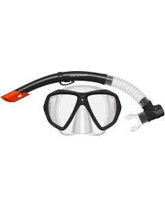 Mirage Carbon Finish Adult Silicone Mask and Snorkel Set (Black/Clear)