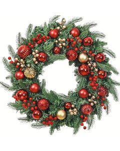 Christmas Wreath with Ornaments & Berries