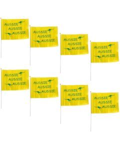 Aussie Yellow Hand Flags - 8 Pack (14x21cm) | Durable Australia Flag