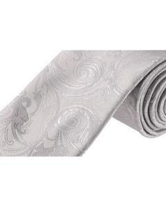 Formalaties Tapestry Platnium Silver Slim Skinny Tie - 5cm Wide (Premium Paisley)