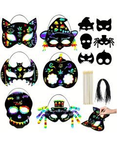 Halloween Scratch Art Mask Set (72pcs)