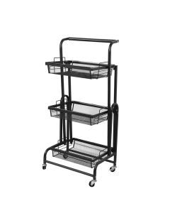 Levede 3 Tier Kitchen Trolley Cart Swivel Vegetable Storage Basket Shelf Rack