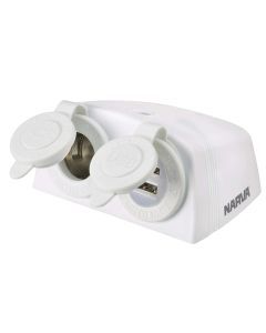 Narva 81168W Heavy-Duty Surface Mount Accessory/Dual USB Sockets