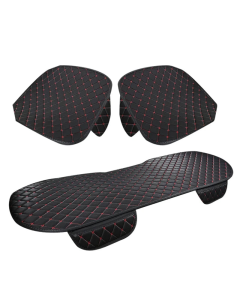 3-Piece Universal Car Seat Covers Breathable Cotton Linen Cushion Set Black