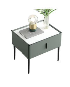 Black Metal Legs & Handles Bedside Table