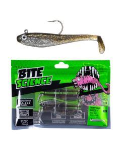 4 Pack of 4 Inch Bite Science Thump Shad Rigged Soft Plastic Lures - Bling Bait