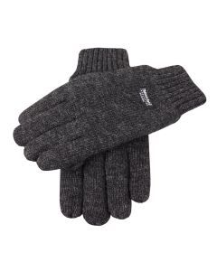 Mens Wool Blend Thinsulate  Lined Knitted Gloves - Charcoal Marle
