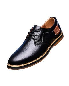 Mens Genuine Leather Brogue Oxford Dress Shoes (Black)