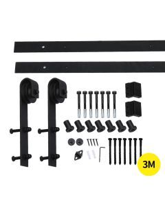 3m Antique Classic Style Double Sliding Barn Door Hardware Track Roller Kit